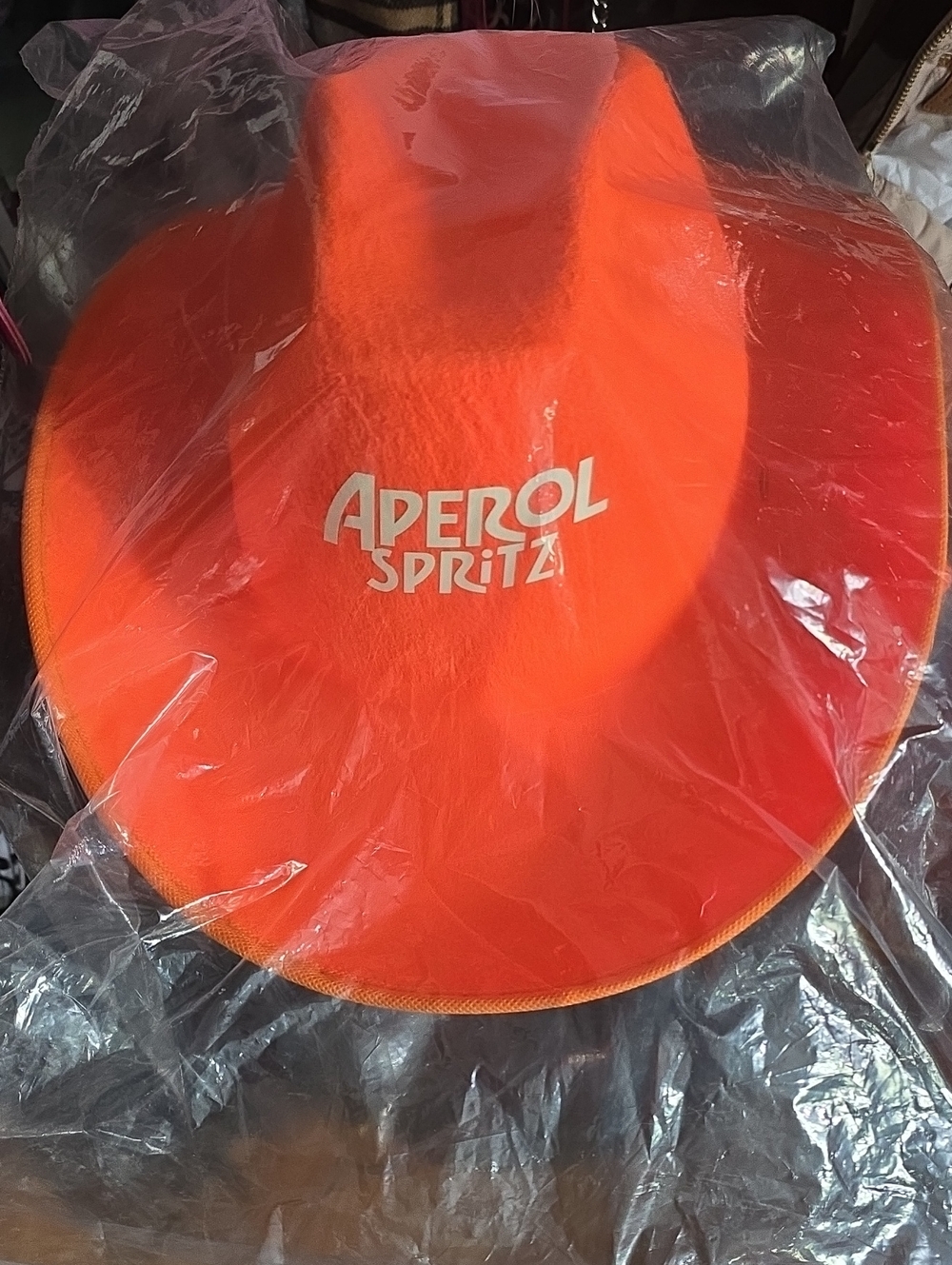 RARE ! - Aperol Spritz Glow In The Dark Logo Orange Felt Cowgirl Hat